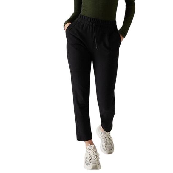 Athleta Retroterry Tapered Pants Women’s Sz M Black Mid Rise Ankle Casual 728251 - Picture 1 of 8